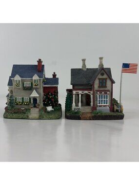 Vtg 1999 Liberty Falls Miniature Village Stern House General Miles Home USA Flag